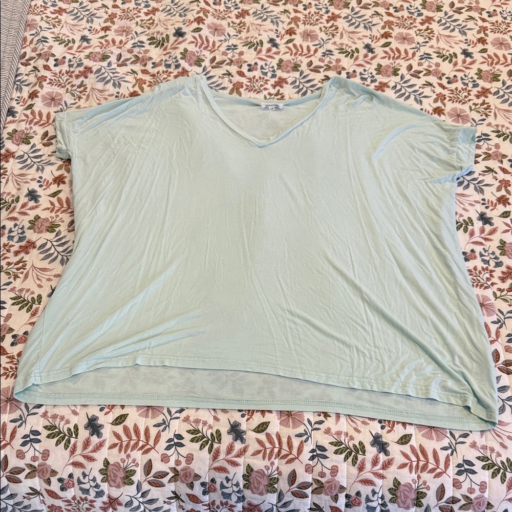 Piko Mint V-Neck Short Sleeve Top